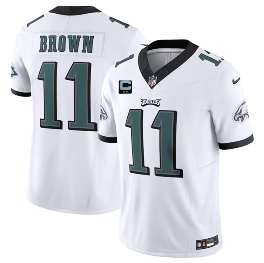 Men's White Philadelphia Eagles #11 A. J. Brown F.U.S.E With 2-Star C Patch Vapor Untouchable Limited Stitched Football Jersey